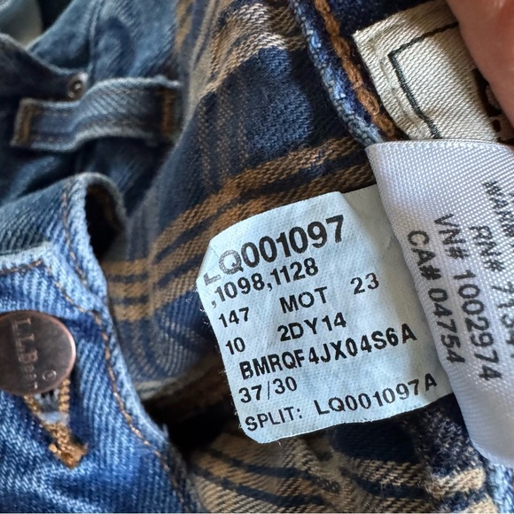 LL Bean jeans fleece lined plaid cotton classic fit 37 X 30 - Picture 7 of 9